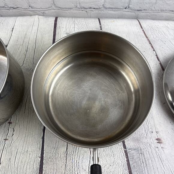 3-pc Saucepan Double Boiler Revere Ware 2 Qt Stainless Tri...